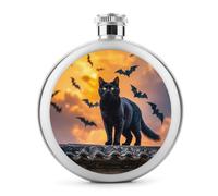 The Black Cat Is Pacing on The Roof - Fiaschetta da whisky da viaggio, piccola fiaschetta portatile da viaggio, in acciaio inox, a prova di perdite, per feste di nozze, testimone dello sposo, regalo