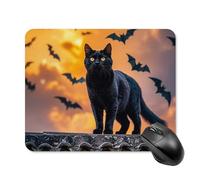 The Black Cat is Pacing on the Roof Tappetino per mouse quadrato per computer portatile con base in gomma antiscivolo 20 x 25 cm, tappetino per mouse ultra sottile per computer, laptop, accessori da
