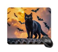 The Black Cat is Pacing on The Roof Tappetino per mouse quadrato Tappetino per mouse portatile con base in gomma antiscivolo 25 x 30 cm Tappetino per mouse da gioco ultra sottile per computer