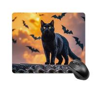 The Black Cat is Pacing on the Roof Tappetino per mouse quadrato Tappetino per mouse portatile con base in gomma antiscivolo 18 x 22 cm Tappetino per mouse da gioco ultra sottile per computer