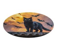 The Black Cat is Pacing on The Roof Tappeto rotondo morbido assorbente tappetino da bagno ingresso antiscivolo tappeto fattoria anteriore posteriore zerbino 90 x 90 cm per camera da letto soggiorno