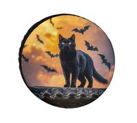 The Black Cat is Pacing on The Roof Tire Covers Impermeabile Anti UV Copertura per Pneumatico 26 "Single Axle Wheel Covers per RV Truck SUV Rimorchio Universale per tutte le stagioni