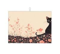 The Black Cat On The Hillside, grande tappetino scolapiatti in microfibra, riutilizzabile, lavabile, per accessori da cucina, 45,7 x 61 cm