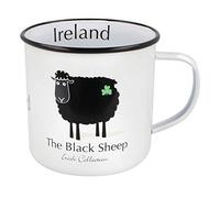 The Black Sheep Irish Collection Black With Shamrock Sheep Enamel Mug