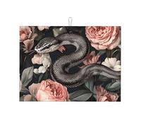 The Black Snake is in The Big Flower, tappetino scolapiatti in microfibra, riutilizzabile, lavabile, per accessori da cucina, 45,7 x 61 cm