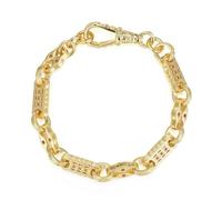 THE BLING KING Bracciale placcato oro da 7 mm con stelle e barrette da 20 a 21,5 cm, chiusura Albert, 25 g, gioiello per uomo e donna