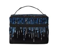 The Blue Binary - Borsa cosmetica impermeabile portatile di grande capacità, 23 x 17 x 16 cm, per viaggi, sport all'aria aperta, regalo per matrimonio, Nero , Taglia unica
