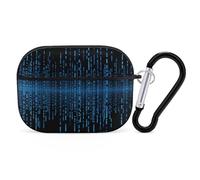 The Blue Binary Matrix AirPods Pro 2 custodia protettiva antiurto rigida per uomo e donna, compatibile con AirPod Pro custodia di 2a/1a generazione con portachiavi - Nero