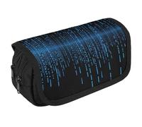 The Blue Binary Matrix Astuccio Organizer Grande Capacità Carino Penna Pouch con 3 Compartimenti Ufficio Cancelleria Grandi Sacchetti per Matite con Cerniera Astuccio per Penne per Adulti Astuccio per