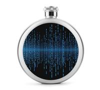The Blue Binary Matrix - Fiaschetta rotonda per liquori, in acciaio inox, a prova di perdite, per compleanni, regali di Natale, per uomini, donne, damigelle d'onore, feste di nozze, 141,7 g