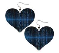 The Blue Binary Matrix Orecchini in pelle per le donne orecchini pendenti a forma di cuore leggeri orecchini pendenti regalo gioielli