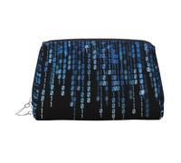 The Blue Binary - Organizer per cosmetici con stampa, antiurto, con ampia apertura a cerniera, per viaggi, Argento, One Size