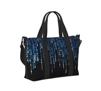 The Blue Binary Print Borsa a mano da viaggio leggera pieghevole Carry Tote per weekend viaggio vacanza aereo