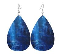 The Blue Binary Print Orecchini a goccia per le donne in pelle orecchini pendenti gioielli per festa di compleanno San Valentino
