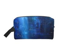 The Blue Binary Print Travel Makeup Bag Portable Toiletry Bag Oxford Cloth Organizer per cosmetici Articoli da toeletta