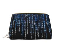 The Blue Binary Zipper Closure Leather Portable Waterproof Cosmetic Bag per casa viaggi per organizzare articoli da toeletta vari, bianco, Taglia unica