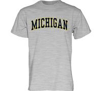 The Blue Brand Blue84 NCAA Michigan Wolverines Mens Arching Team Name Manica Corta, Michigan Wolverines Dark Heather, Large (TSGI_DH)