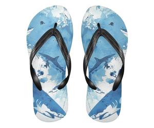 The Blue Sea Sharks Watercolour gomma Reef infradito cuscino flop uomo per doccia piscina, Acquerello The Blue Sea Sharks, XX-Large