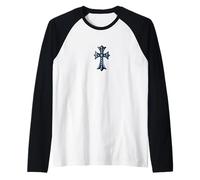 The Blue Topaz Cross Pave Diamonds Maglia con Maniche Raglan