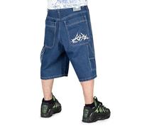 The blueskin Bermuda in Jeans Uomo Baggy, Hip Hop, Rap e Skate Modello Graffito White W 38 IT 52