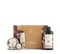 The Body Shop Shea Essentials - Set regalo (crema doccia 250 ml + burro per il corpo 50 ml + burro labbra 10 ml + balsamo mani 30 ml), collezione nutriente di burro di karitè per la cura della testa