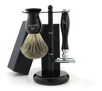 The Body Tools - Set da barba da uomo con rasoio di sicurezza e spazzola per capelli di tasso bagnato, per una ricca schiuma da barba