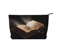 The Book - Trousse da viaggio in velluto a coste, organizer per cosmetici, grande, ampia apertura, Nero , Taglia unica