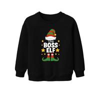 The BOSS ELF Natale Elfo Divertente Festa di Natale Chef Gomo Unisex Bambini Felpa Maglione, Nero , 128
