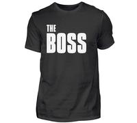 The Boss The Real Boss - Set regalo di compleanno per papà e bambini, look partner, maglietta e body a maniche corte, regalo di compleanno, Nero , Baby 0-3 Monate