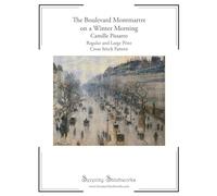 The Boulevard Montmartre on a Winter Morning Cross Stitch Pattern - Camille Pissarro: Regular and Large Print Cross Stitch Pattern