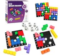 The Brain Square STEM - Puzzle da 4 giocatori con blocchi | 160000+ Solutions Brain Teaser Toy Roll Dice to Fill Grid, gioco da viaggio per bambini e adolescenti per il ritorno a scuola