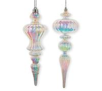 The Bridge Collection Set di 2 ornamenti opalescenti finali - 30,5 cm colorato plastica irdescente decorazioni natalizie - grandi ed eleganti ornamenti per albero di Natale