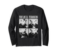 The Bull Terrier Cani Musicisti Divertente Rock Emo Punk Band Maglia a Manica