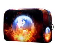 The Burning Earth Fire - Trousse da donna, per articoli da toeletta da viaggio, grande, pratica borsa organizer con cerniera, Multi, 18.5x7.5x13cm/7.3x3x5.1in, Beauty case