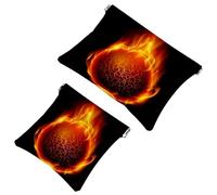 The Burning Fire - Trousse tascabili per cosmetici, a chiusura automatica, senza cerniera, mini borsa da viaggio per cuffie, monete, rossetti, cosmetici, auricolari, gioielli, 2 pezzi, Multicolore 1.,