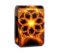 The Burning Hexagon Stars Lip Gloss Holder Lipstick Case Portable Makeup Bag Travel Lipstick Organizer Case con Specchio Mini Rossetto Storage Box per le donne, Multicolore, 9.5x2x7 cm/3.7x0.8x2.7 in