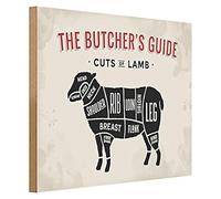 The Butcher's Guide | Cuts of Lamb | Targa in legno vintage | 40 cm x 30 cm