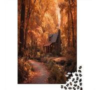 The Cabin Is Nestled Deep in The Foresta autunnale Puzzle 1000Pcs Decorazione Per La Casa. Rilassamento E Intelligence Per Adulti E Bambini Da 14 Anni 70x50cm/1000pcs
