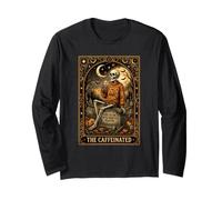 The Caffeinated Tarocchi Scheletro caffè Divertente Halloween Maglia a Manica