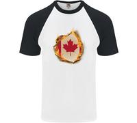 The Canadese Foglia di Acero Bandiera Fuoco Canada DA UOMO S/S Baseball T-Shirt