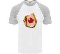 The Canadese Foglia di Acero Bandiera Fuoco Canada DA UOMO S/S Baseball T-Shirt