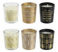 The Candle Factory BO5134 - Set di 6 candele profumate "Home Deco Art", colore: oro nero e trasparente, 6 pezzi, dimensioni: 5,5 x 14,6 x 18,6 cm
