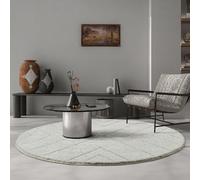 the carpet Bahar Shaggy, tappeto dal design elegante, morbido e facile da pulire, per soggiorno, Crema-2, 120 x 120 cm Rotondo