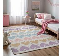 the carpet Beat Kids Tappeto moderno e morbido per bambini, a pelo soffice, facile da pulire e resistente ai colori, Cuore multicolore, 120 x 170 cm