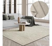 the carpet Boho Natur Wool Tappeto in lana intrecciato a mano in un look boho scandinavo naturale, fatto a mano per uno stile unico, beige crema, 160 x 230 cm