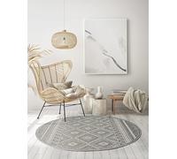 the carpet Calgary - tappeto per interni robusto e facile da pulire, ideale per soggiorno, cucina o sala da pranzo, adatto anche per esterni - Grigio-Diamante, 120 cm Rotondo