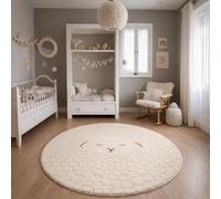 the carpet Elisa Kids Tappeto per la camera dei bambini, tappeto per bambini, tappeto da gioco, facile da pulire, resistente, Creme, 160 cm di diametro.