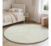 the carpet Everest - Tappeto moderno a pelo corto, per soggiorno, camera da letto, effetto 3D, alta densità e piacevolmente morbido, crema, 200 cm, rotondo