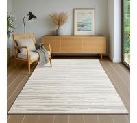 the carpet Everest - Tappeto soggiorno moderno pelo corto con effetto ad alta profondità, effetto 3D, alta densità e piacevolmente morbido, design astratto, crema, 140 x 200 cm