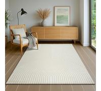 the carpet Everest - Tappeto soggiorno moderno pelo corto con effetto ad alta profondità, effetto 3D, alta densità e piacevolmente morbido, crema, 160 x 230 cm